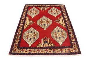 Vintage Red Tribal 5X6 Mazlaghan Persian Rug