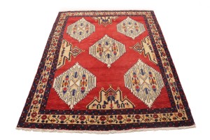Vintage Red Tribal 5X6 Mazlaghan Persian Rug