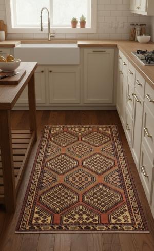 Semi Antique Tribal Geometric 4X7 Shiraz Lori Persian Rug