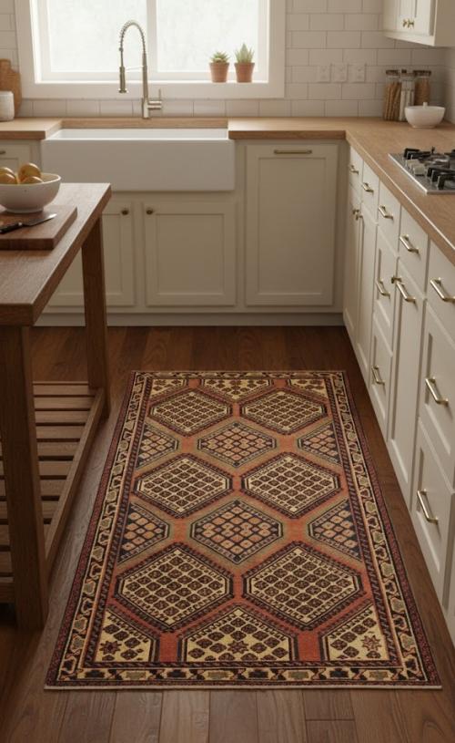 Semi Antique Tribal Geometric 4X7 Shiraz Lori Persian Rug