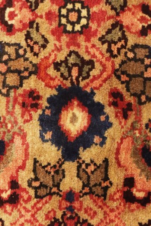 Golden Beige Vintage Floral 3'6X7'9 Hamedan Persian Rug