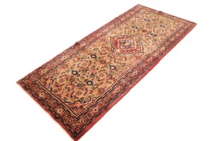 Golden Beige Vintage Floral 3'6X7'9 Hamedan Persian Rug