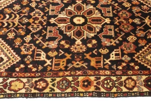 Charcoal Pictorial Tribal 3'5X6'5 Vintage Oriental Rug