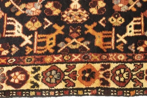 Charcoal Pictorial Tribal 3'5X6'5 Vintage Oriental Rug