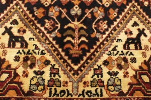 Charcoal Pictorial Tribal 3'5X6'5 Vintage Oriental Rug