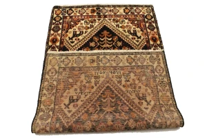 Charcoal Pictorial Tribal 3'5X6'5 Vintage Oriental Rug