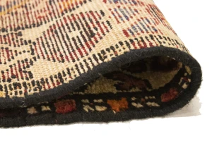 Charcoal Pictorial Tribal 3'5X6'5 Vintage Oriental Rug