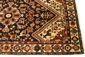 Charcoal Pictorial Tribal 3'5X6'5 Vintage Oriental Rug