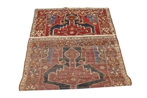 Red Vintage Tribal 3'9X6'4 Nahavand Persian Oriental Rug