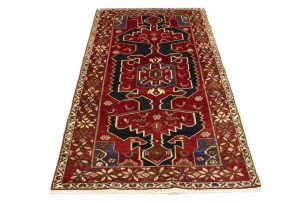 Red Vintage Tribal 3'9X6'4 Nahavand Persian Oriental Rug