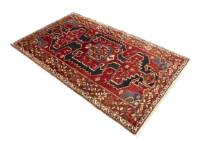 Red Vintage Tribal 3'9X6'4 Nahavand Persian Oriental Rug