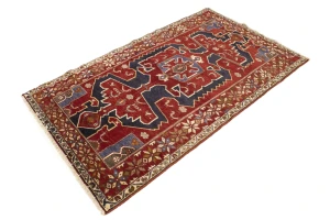 Red Vintage Tribal 3'9X6'4 Nahavand Persian Oriental Rug