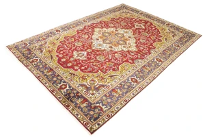 Red Traditional Floral 6'6X9'7 Vintage Oriental Persian Rug