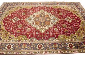 Red Traditional Floral 6'6X9'7 Vintage Oriental Persian Rug