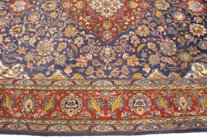 Vintage Purple-navy Floral 6'5X10'0 Sarouk Persian Rug