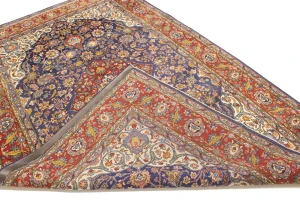 Vintage Purple-navy Floral 6'5X10'0 Sarouk Persian Rug