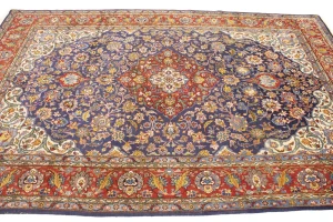 Vintage Purple-navy Floral 6'5X10'0 Sarouk Persian Rug