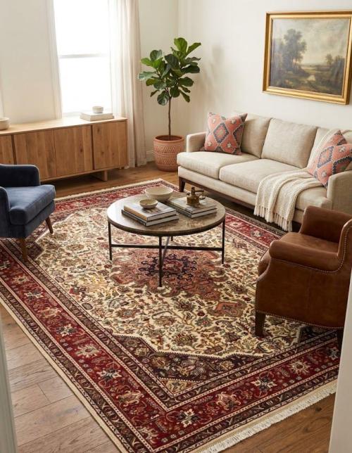 Cream 7X10 Floral Classic Vintage Oriental Persian Rug