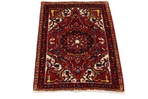 2'6 x 3'2 Hand Knotted Heriz Floral Persian Wool Rug