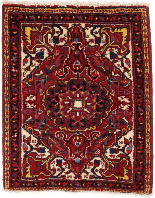 Vintage Red Geometric 2'6X3'2 Heriz Persian Rug