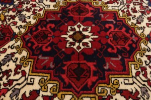 Vintage Cream Geometric 2'5X3'2 Heriz Persian Rug