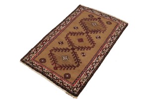 Vintage Khaki Tribal 2'4X3'8 Shiraz Persian Rug