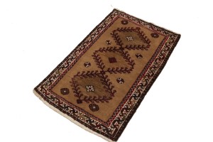 Vintage Khaki Tribal 2'4X3'8 Shiraz Persian Rug
