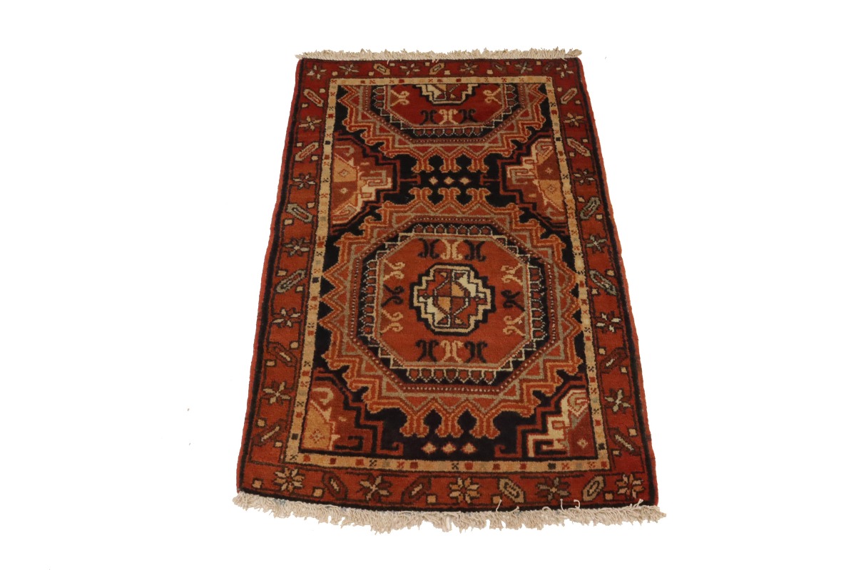 Vintage Tribal Orange 2'2X3'6 Karajeh Persian Rug