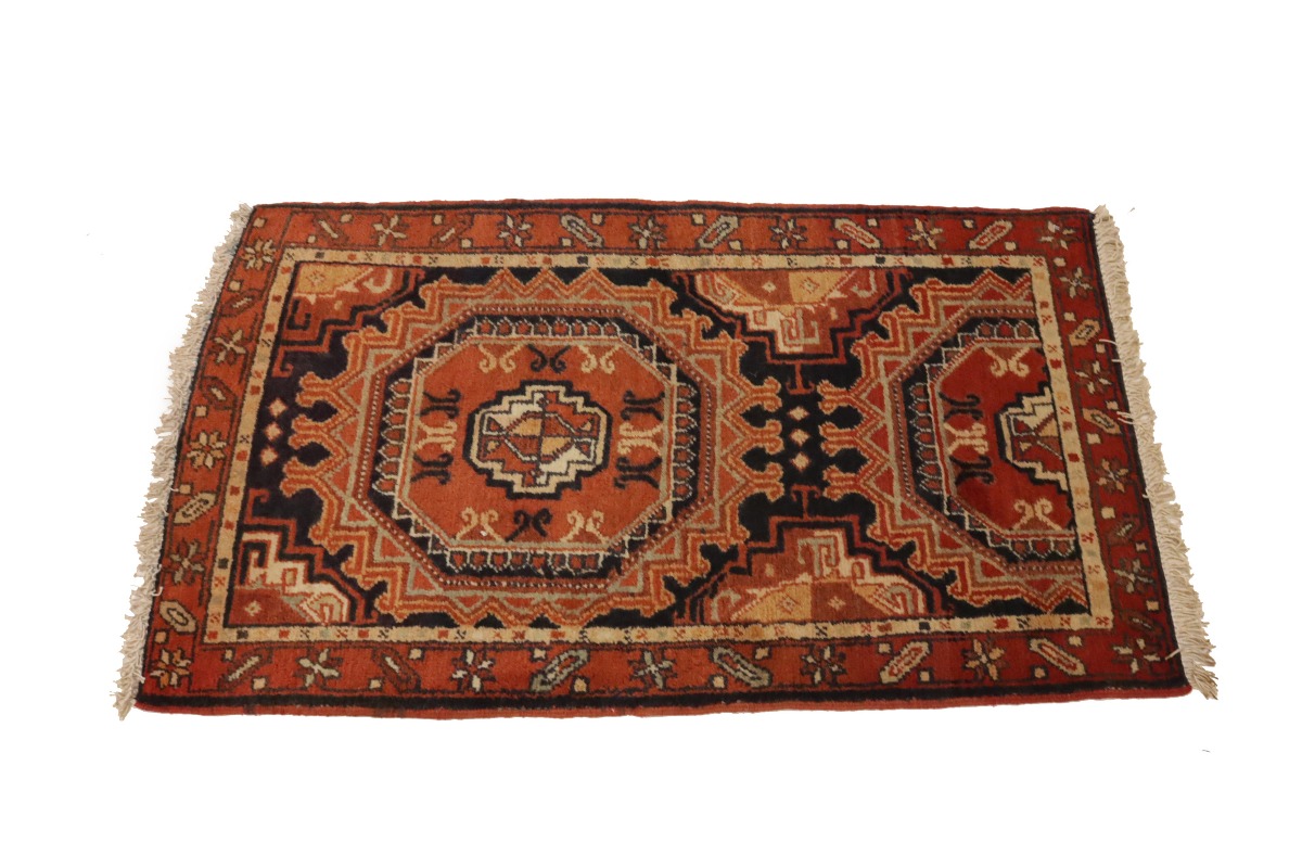 Vintage Tribal Orange 2'2X3'6 Karajeh Persian Rug