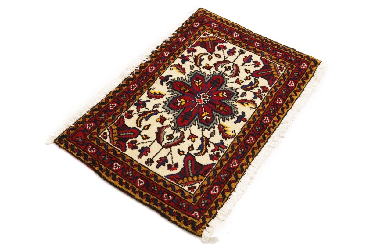 Vintage Cream Tribal 2X3 Heriz Persian Rug