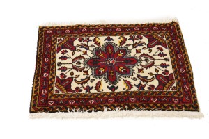 Vintage Cream Tribal 2X3 Heriz Persian Rug