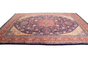 Vintage Purple-navy Floral 10X13 Mahal Persian Rug