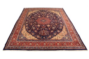 Vintage Purple-navy Floral 10X13 Mahal Persian Rug