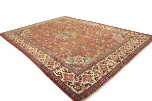 Vintage Orange-red Traditional 10X14 Mahal Persian Rug