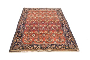 Semi Antique Red Floral 4'6X6'7 Mahal Persian Rug