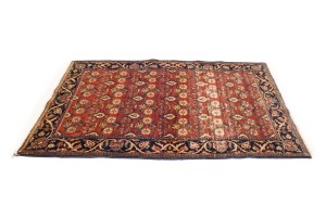 Semi Antique Red Floral 4'6X6'7 Mahal Persian Rug
