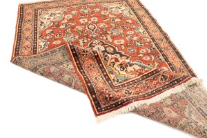 Semi Antique Red Floral 4'3X6'5 Mahal Persian Rug