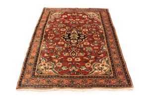 Semi Antique Red Floral 4'3X6'5 Mahal Persian Rug