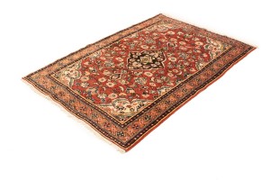 Semi Antique Red Floral 4'3X6'5 Mahal Persian Rug