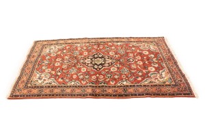 Semi Antique Red Floral 4'3X6'5 Mahal Persian Rug