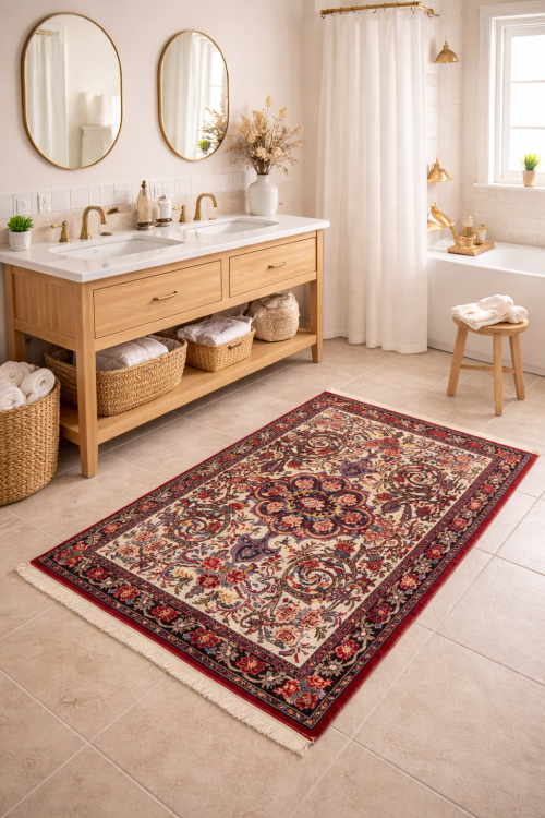 Vintage Cream Floral 3X5 Bidjar Halvaei Persian Rug