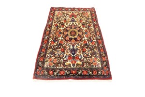 Vintage Cream Floral 3X5 Bidjar Halvaei Persian Rug