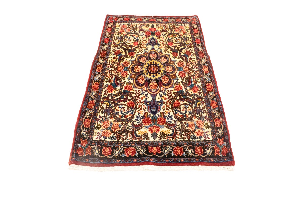 Vintage Cream Floral 3X5 Bidjar Halvaei Persian Rug