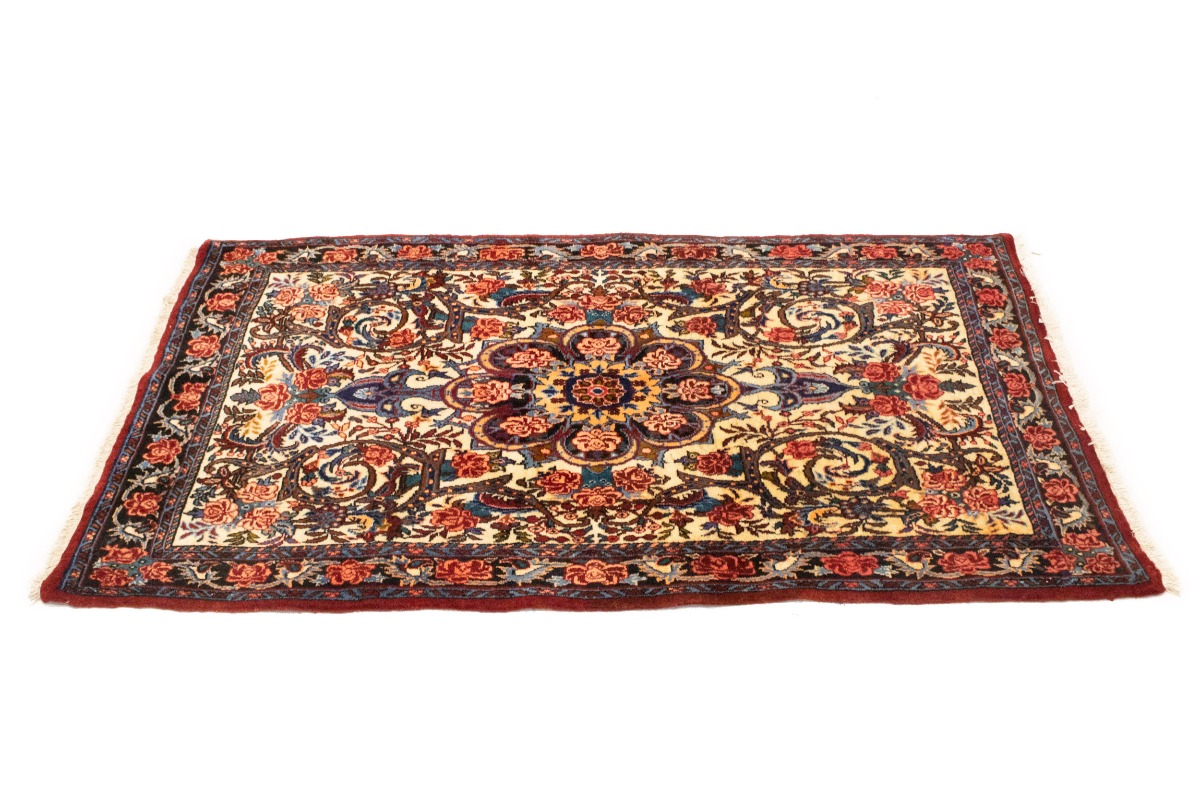 Vintage Cream Floral 3X5 Bidjar Halvaei Persian Rug