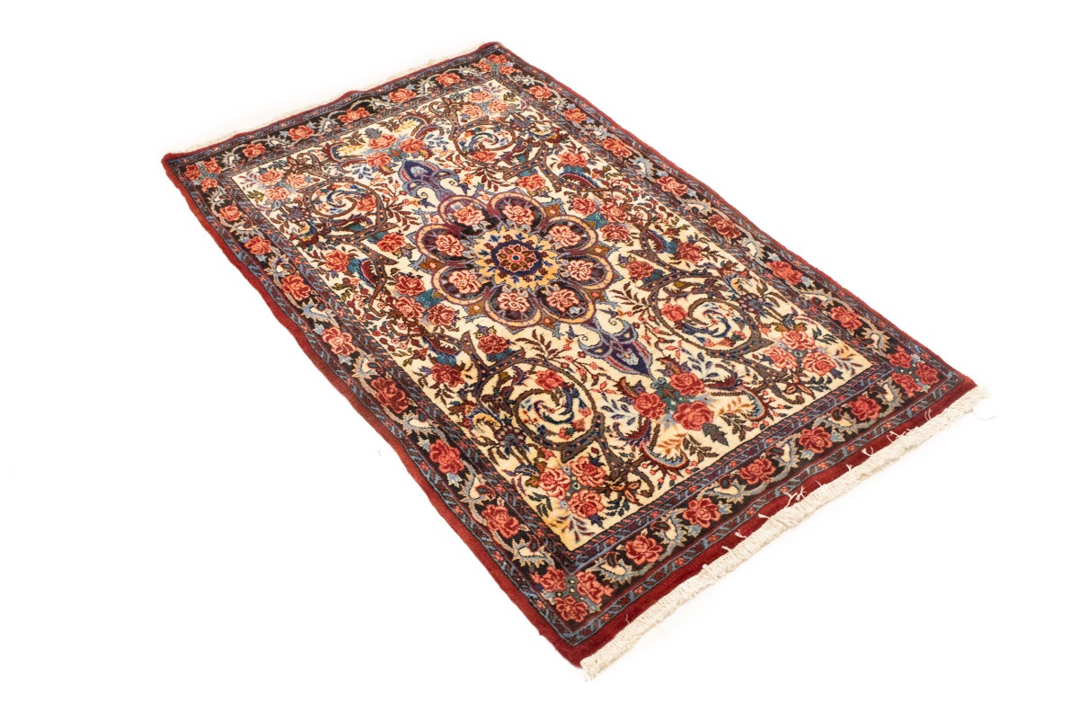 Vintage Cream Floral 3X5 Bidjar Halvaei Persian Rug