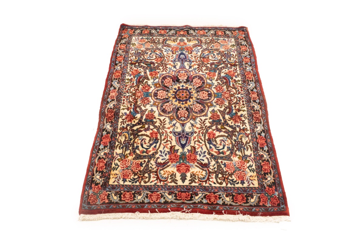 Vintage Cream Floral 3X5 Bidjar Halvaei Persian Rug