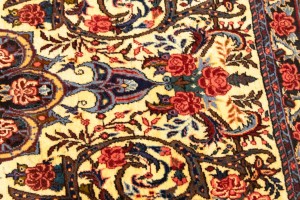 Vintage Cream Floral 3X5 Bidjar Halvaei Persian Rug