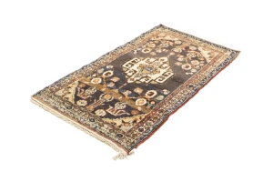 Muted Dark Brown Vintage Floral Tribal 3X6 Hamedan Persian Oriental Rug