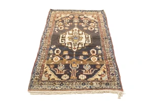 Muted Dark Brown Vintage Floral Tribal 3X6 Hamedan Persian Oriental Rug