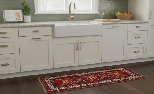 Vintage Red Geometric 2X4 Heriz Persian Rug